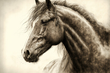 horse sketch drawing, dressage - obrazy, fototapety, plakaty