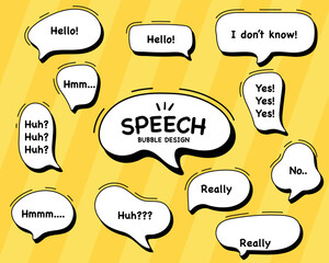 Set hand drawn speech bubbles. empty text box different shapes balloons