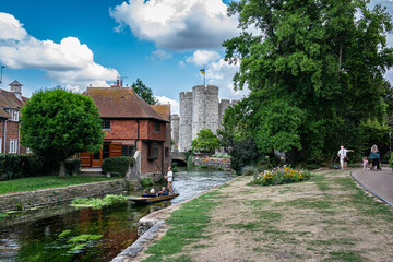 River Stour in Westgate Gardens, Canterbury, Kent, England, UK
