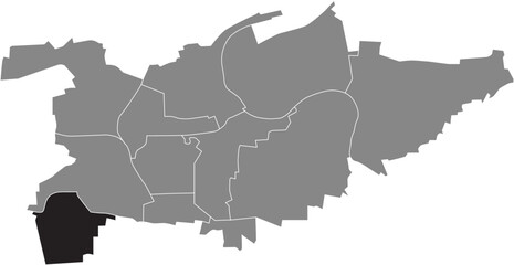 Black flat blank highlighted location map of the PFLUGFELDEN MUNICIPALITY inside gray administrative map of LUDWIGSBURG, Germany