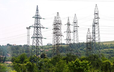electricity poles in the field