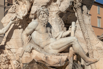 Obraz premium Rome, Italy- November 2022: Quatro Fiumi fountain in Piazza Navona