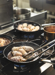 Quail breast coated in bacon