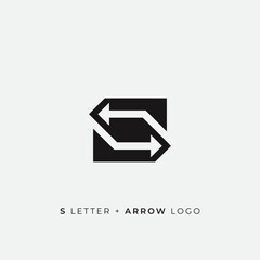 S letter and left right two negative arrow logo