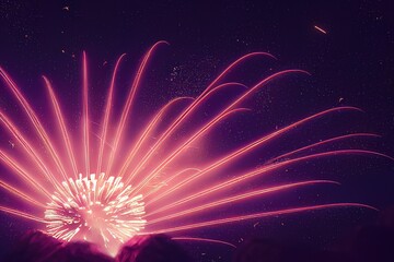 Beautiful fireworks on the night sky For Celebration