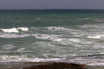 Coast of the Mediterranean Sea in northern Israel.