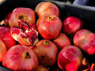 fresh pomegranate at the market