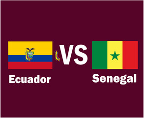 Ecuador And Senegal Flag Emblem With Names Symbol Design Latin America And Africa football Final Vector Latin American And African Countries Football Teams Illustration
