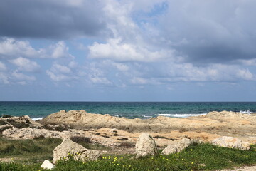 Fototapeta na wymiar Coast of the Mediterranean Sea in northern Israel.