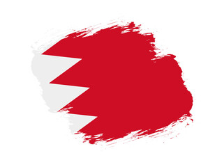 Stroke brush textured flag of bahrain on white background
