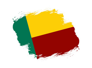 Stroke brush textured flag of benin on white background
