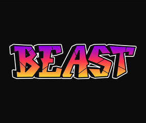 Beast word trippy psychedelic graffiti style letters.Vector hand drawn doodle cartoon logo beast illustration. Funny cool trippy letters, fashion, graffiti style print for t-shirt, poster concept