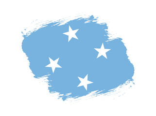 Stroke brush textured flag of federated states of micronesia on white background
