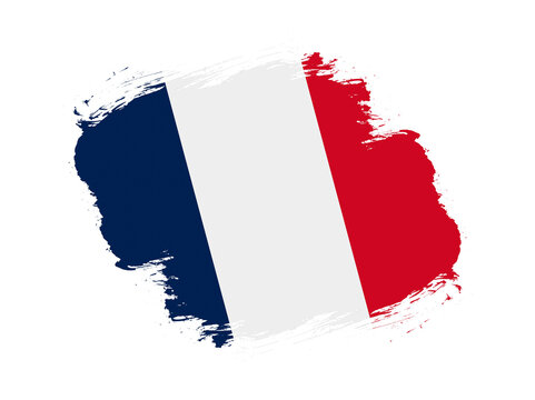 Stroke brush textured flag of france on white background
