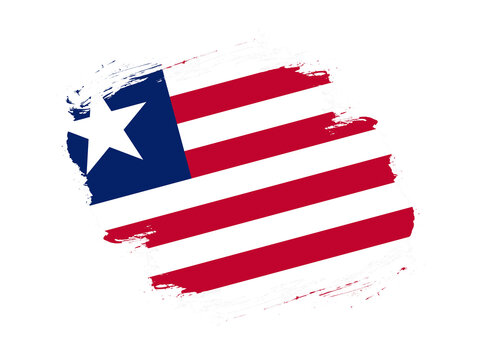 Stroke brush textured flag of liberia on white background