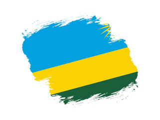 Stroke brush textured flag of rwanda on white background