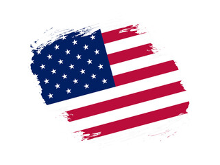 Stroke brush textured flag of united states on white background