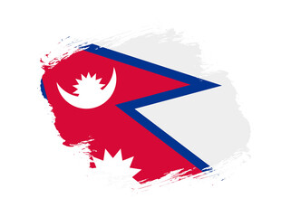 Stroke brush textured flag of nepal on white background - obrazy, fototapety, plakaty