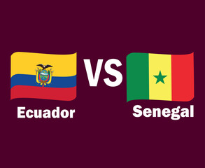 Ecuador And Senegal Flag Ribbon With Names Symbol Design Latin America And Africa football Final Vector Latin American And African Countries Football Teams Illustration