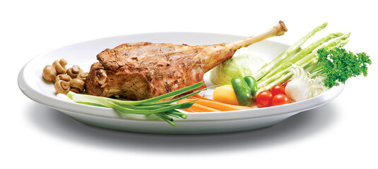 Roast Leg of Lamb surrounded with vegetables