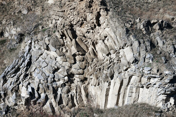 Columns of basalt from Racos are the result of volcanic activity who took place in Romanian Carpathians, Europe