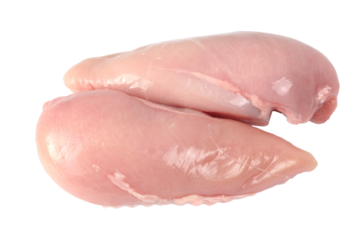 Raw chicken breast on transparent background with PNG.