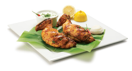 Spicy barbecued Chicken Tikka Boti on skewers