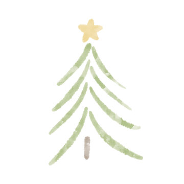 Watercolor christmas tree illustration
