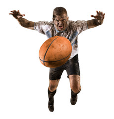 Rugby player in action. Isolated