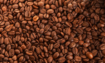 Roasted aromatic brown coffee beans