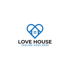 heart love house, home logo icon simple and minimal