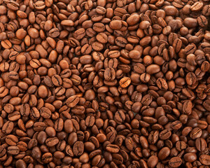 Cereal coffee in bulk on a black background.