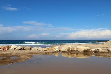 Fototapeta na wymiar Coast of the Mediterranean Sea in northern Israel.