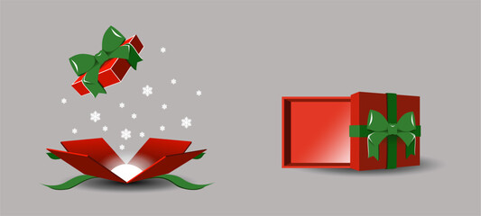 A set of Christmas gifts in snowflakes with a bow.