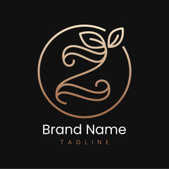 Fototapeta premium Letter Z Leaf Elegant Luxury Logo Design in Circle