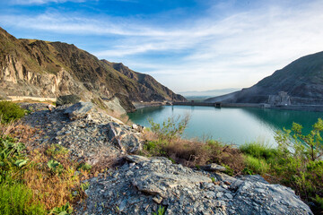 lake and mountains in the summer