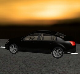 Obraz premium Car on the road. 3d render