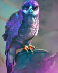 Digital Illustration Purple Falcon Portrait