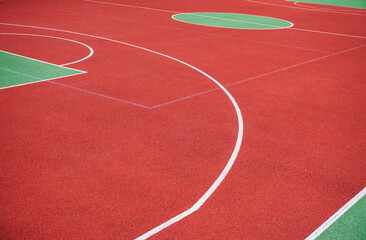 Outdoor basketball field. Marking on the basketball court