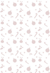 Seamless Christmas pattern with balls, candies and berries.Pattern for wrapping paper.Vector xmas illustration on white background