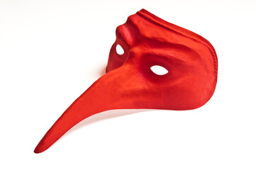 red Venetian carnival mask, isolated