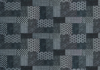 Large texture background of a japanese design patchwork printed on fabric with traditional...