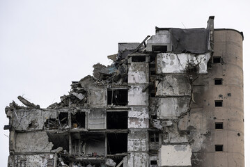 destroyed and burned houses in the city Russia Ukraine war