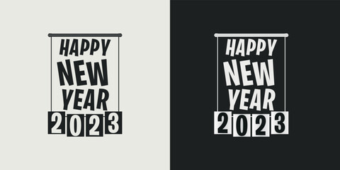 Happy new year t-shirt design vector design 2023. Typography, Unique, Greeting stylish t-shirt Vector design template.
