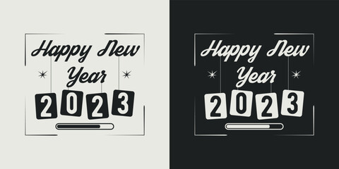 Happy new year t-shirt design vector design 2023. Typography, Unique, Greeting stylish t-shirt Vector design template.