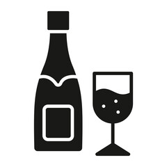 Wine bottle glyph icon isolated on white background