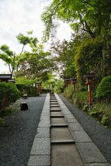 The stairway and lantern of Kurama-Dera temple.   Kyoto Japan
