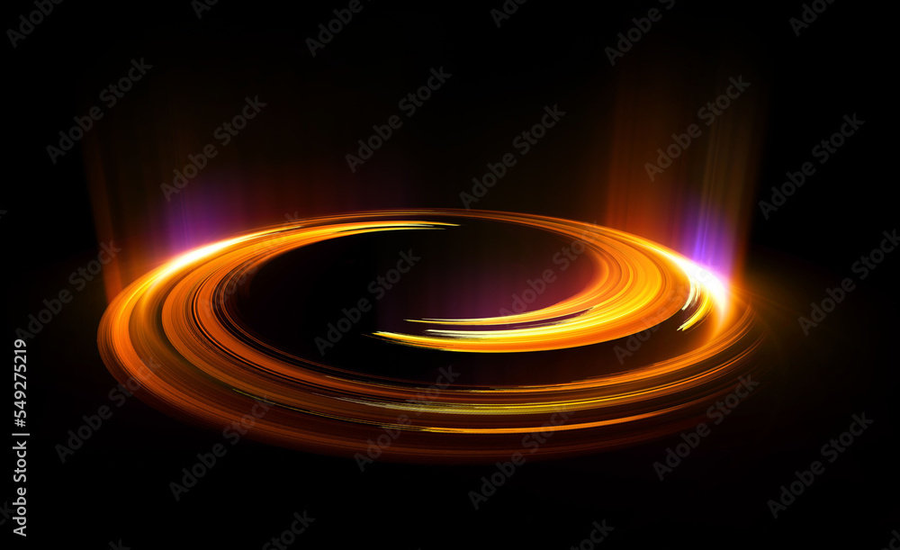 Poster glow swirl light effect. circular lens flare. abstract rotational lines. power energy element. lumin