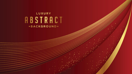 Abstract red luxury background with golden line. Luxury red background vector. 