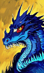 Fantasy mystical evil dragon digital art painting